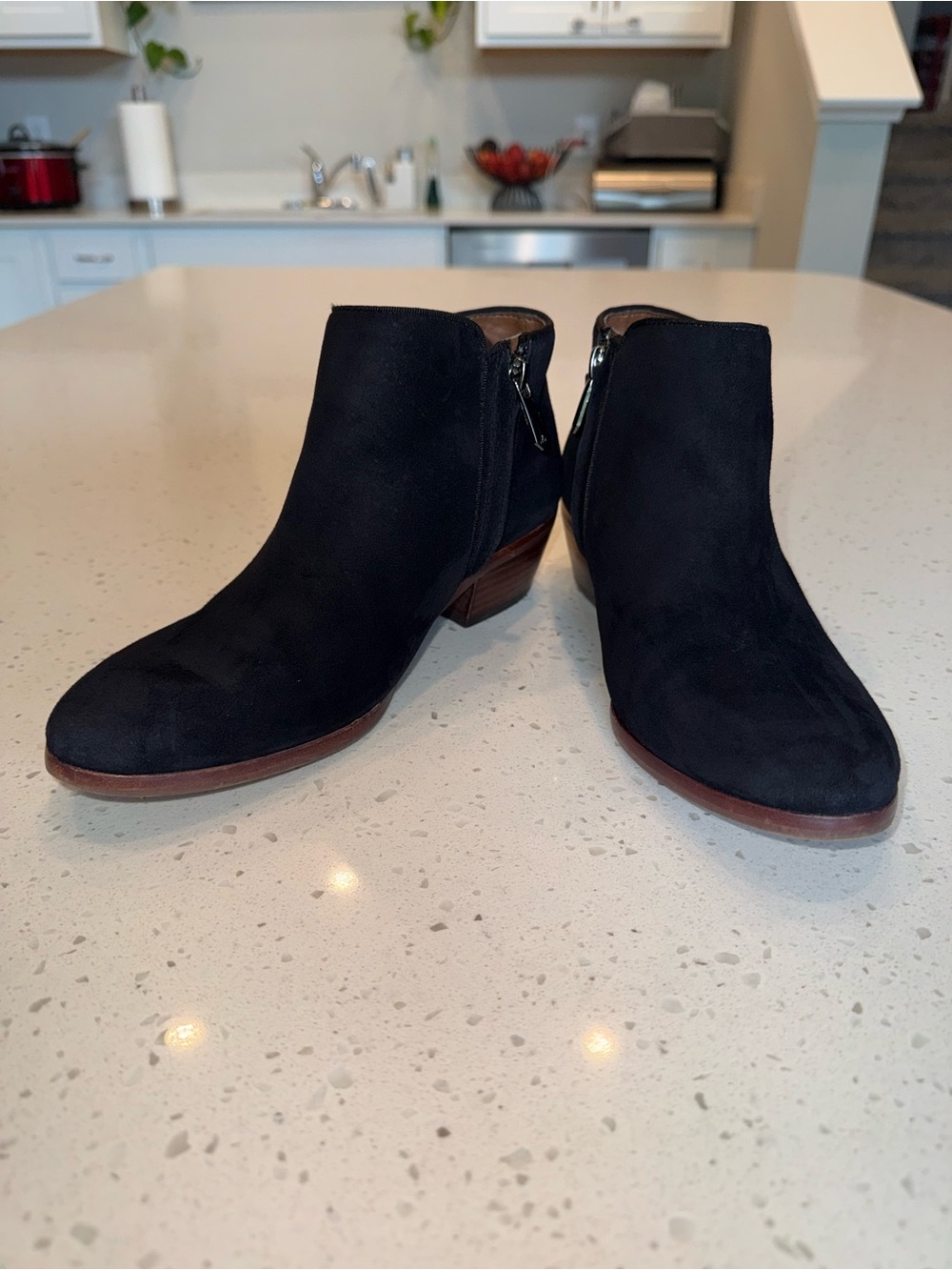 Sam Edelman Black Suede Ankle Booties with Side Zip